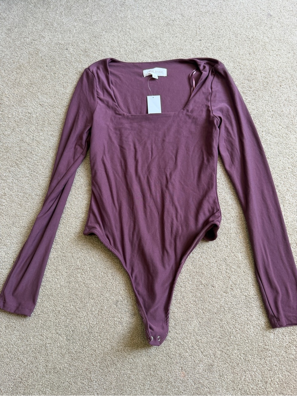 Pink Rose Mauve Long Sleeve Square Neck Kids One-Piece Bodysuit